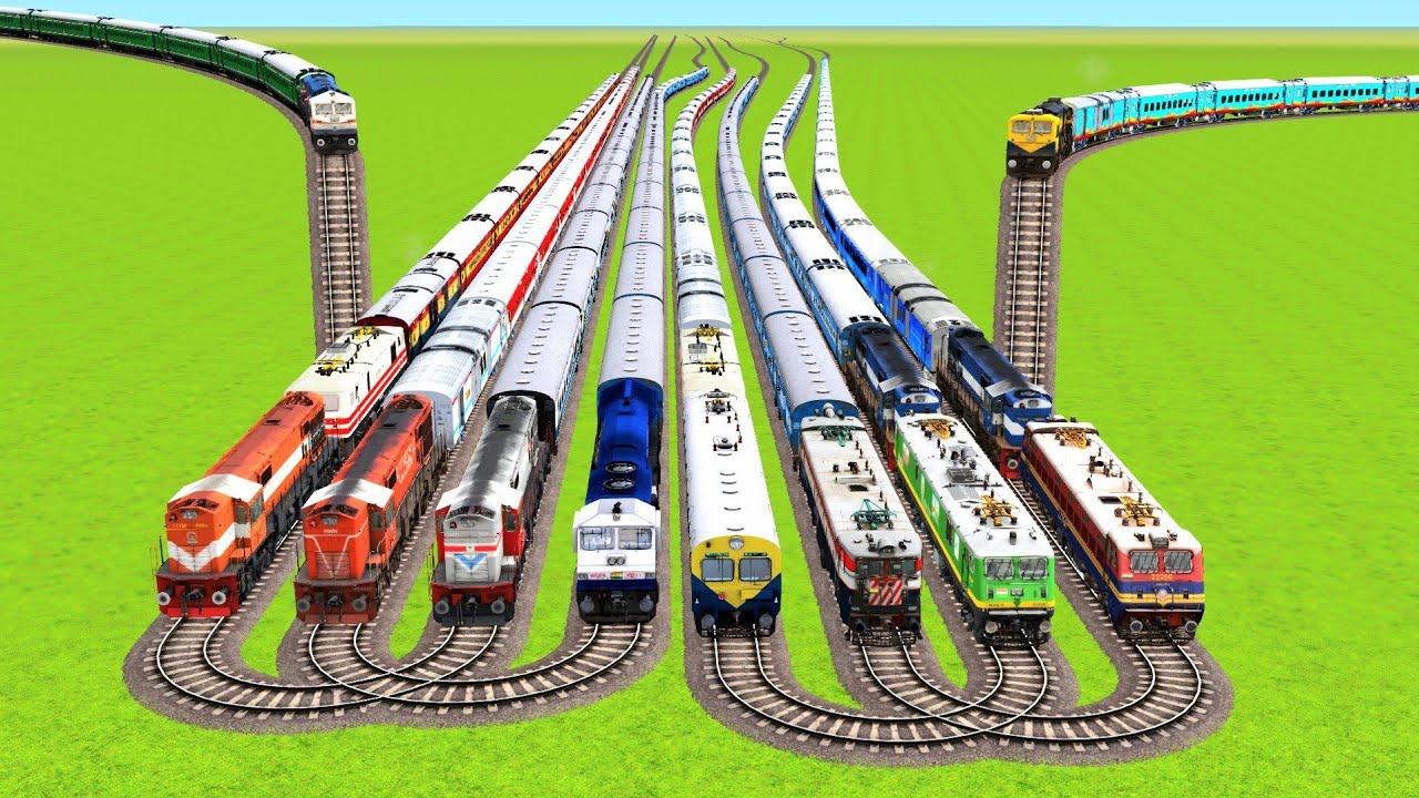TEN TRAINS PASSING THROUGH ON DOUBLE U SHAPE RAILROAD AND RISKY STAIR TRACKS|Train Simulator 2026|