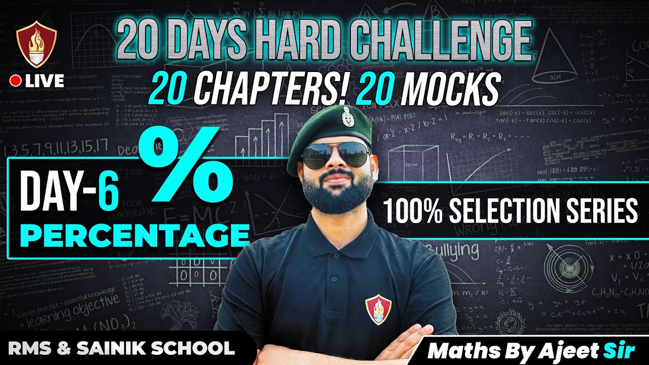 RMS School Entrance Exam & Sainik School | Math Class 6 | Percentage | Mock Questions