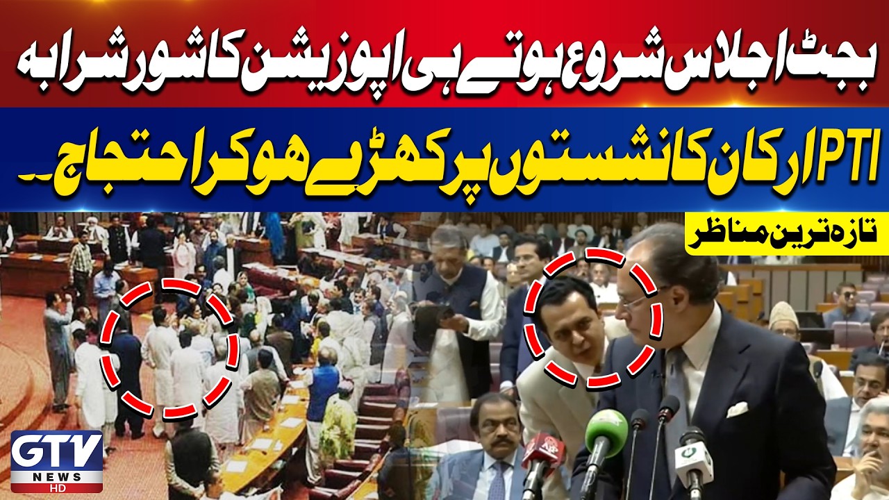 PTI Leaders Protest During Muhammad Aurangzeb Speech | Budget Session | GTV News