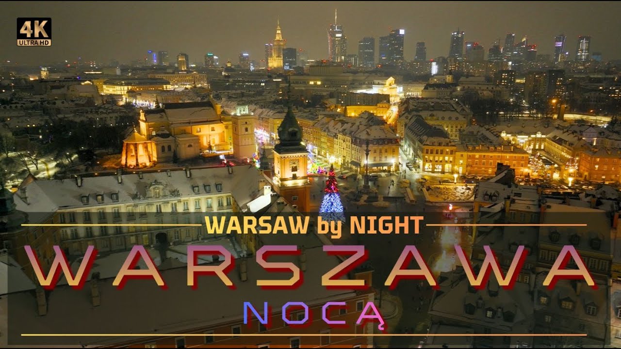 Warsaw After Dark: Aerial Journey Through Historic Old Town & Glittering Skyline