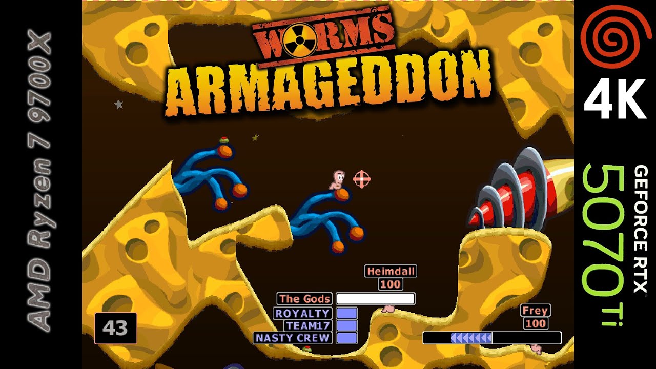 Worms Armageddon (4K / 2160p / 60fps) | Redream Emulator (Premium) on PC | Sega Dreamcast