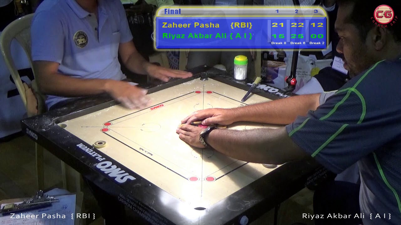 Final  Set 3 Zaheer Pasha Vs Riyaz Akbar Ali 46th Sr. National & Interstate Carrom Tournament