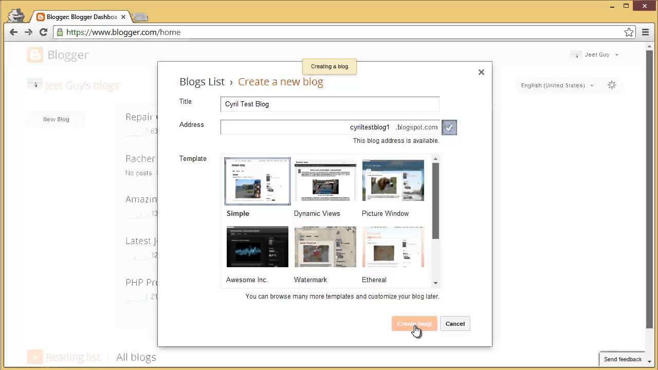 Добавление блога на blogger.com &mdash; Видеообучение Jeet