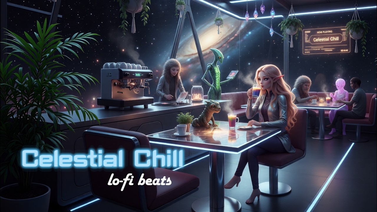 Midnight at The Celestial Chill Cafe: Lo-Fi Chillhop Space Beats to Study and Relax