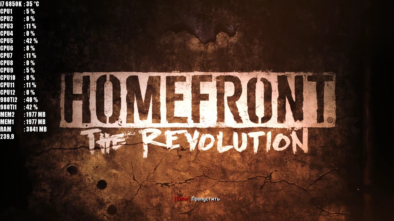 Homefront The Revolution - i7 6850k 4.3 - gtx 980 ti 1080p