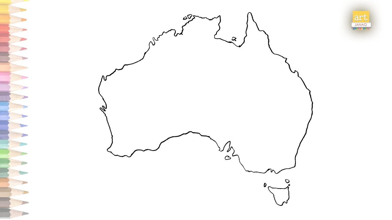 Map of Australia outline sketch easy | How to draw Australia Map simply step by step | Outline art