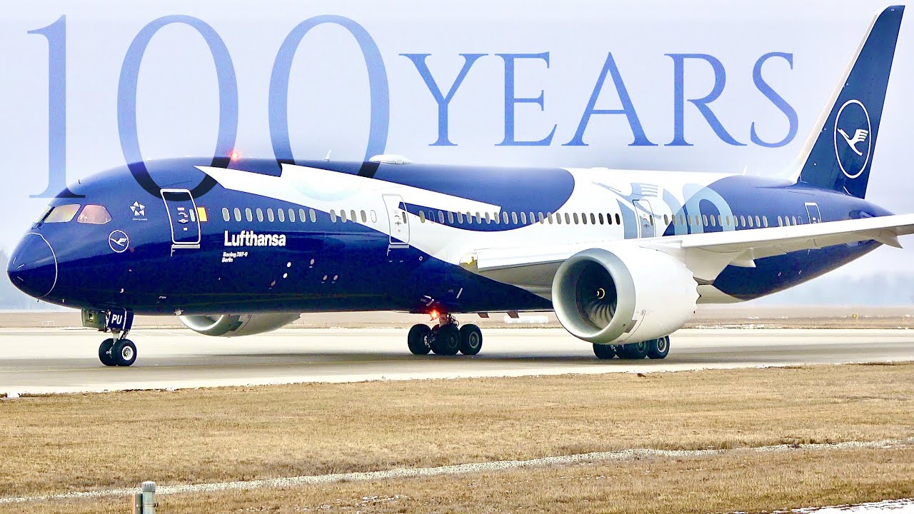 100 YEARS LIVERY!  Lufthansa Boeing 787-900 (D-ABPU) at Munich Airport!