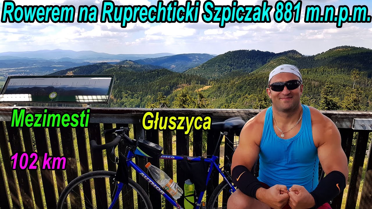 Rowerem na Ruprechticki Szpiczak 881 m.n.p.m. - Całe wejście na szczyt z rowerem. Szlak nieb i zielo