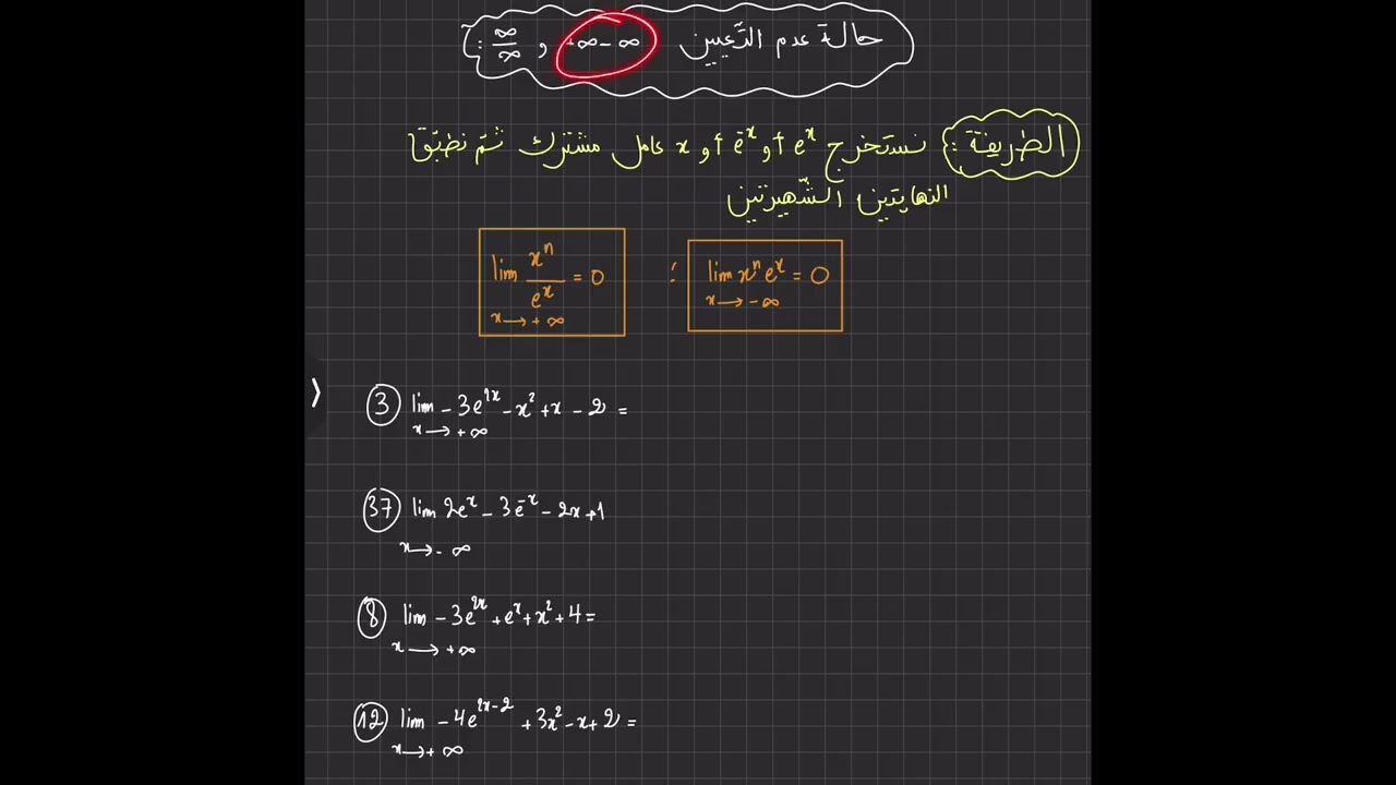 Exponential function limits نهايات الأسية