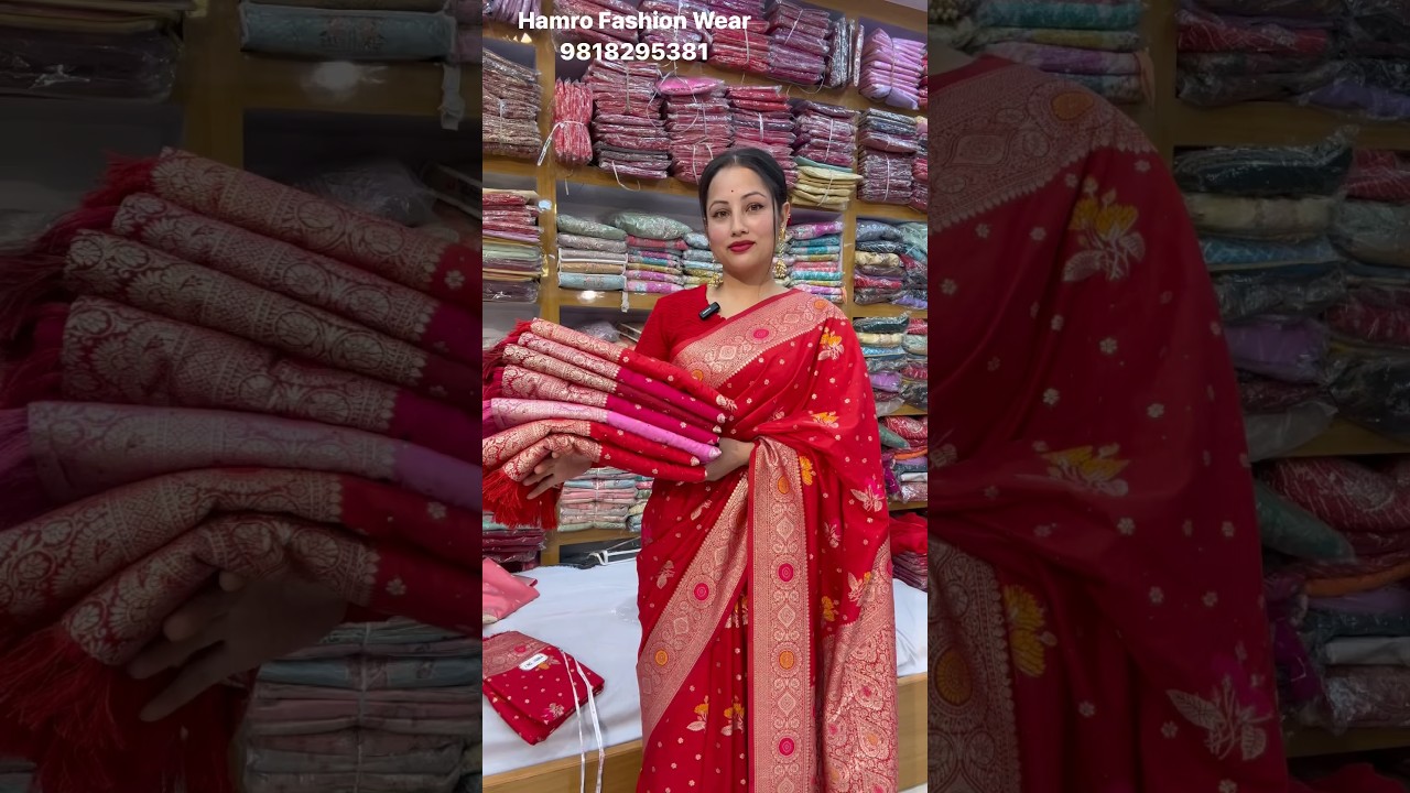 Premium Quality Stone Work Dola Silk Sari Set 