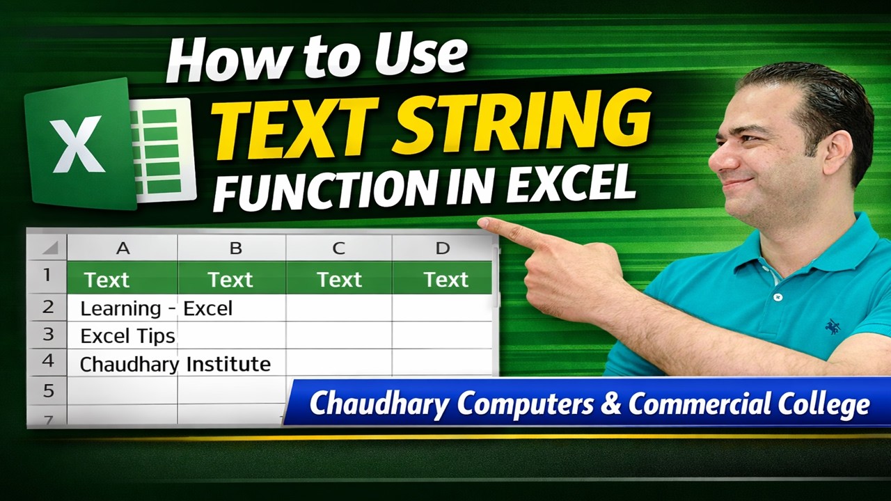 How to Use Text String Function in Excel | Best Institute | Chaudhary Computers & Commercial College