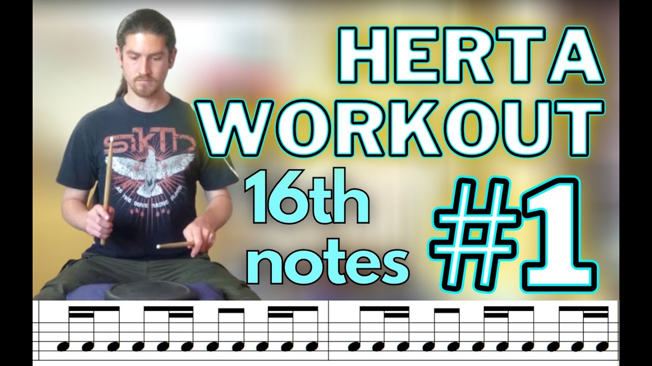 Herta Drum Fill Workout #1 16th note [play along rudiment practice pad routine exercise]