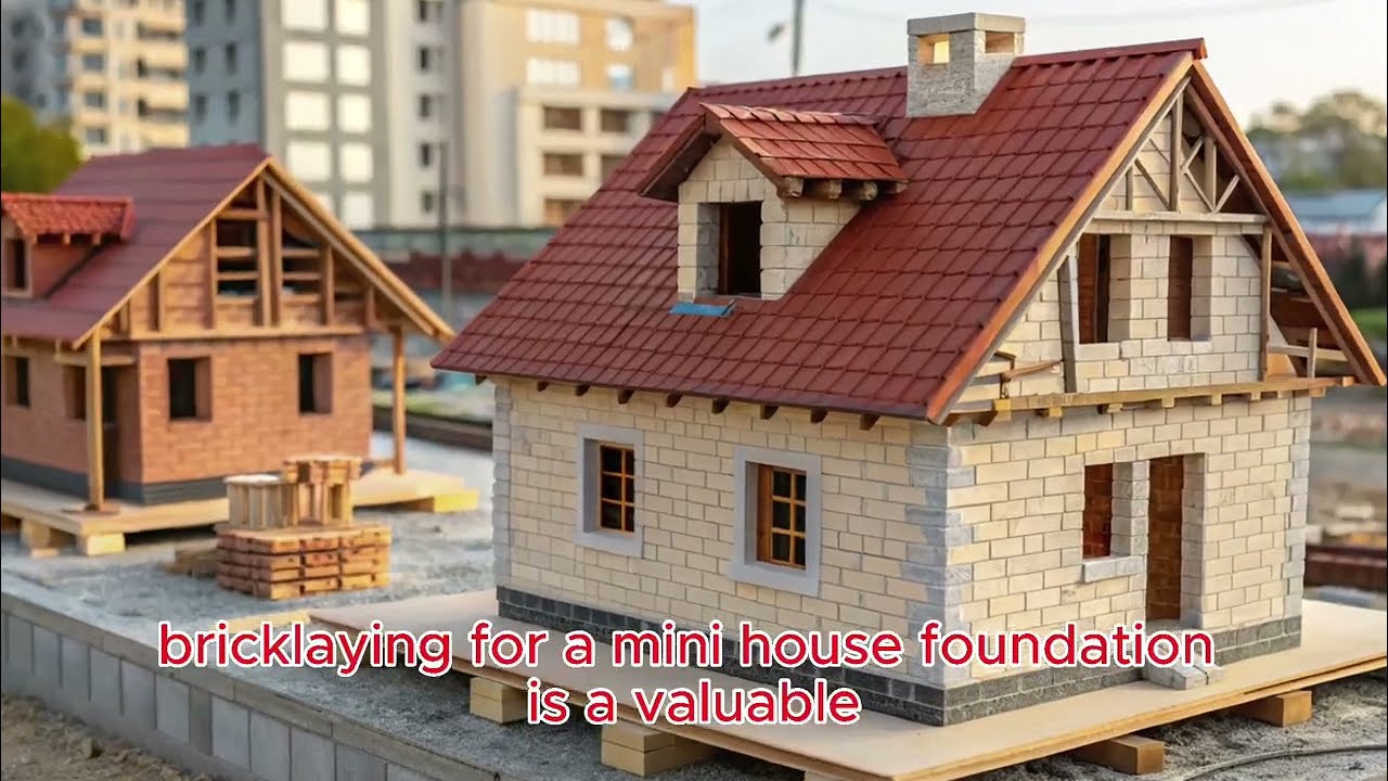 BRICKLAYING Mini House Foundation Model | Casa en Mampostería Step-by-Step Build