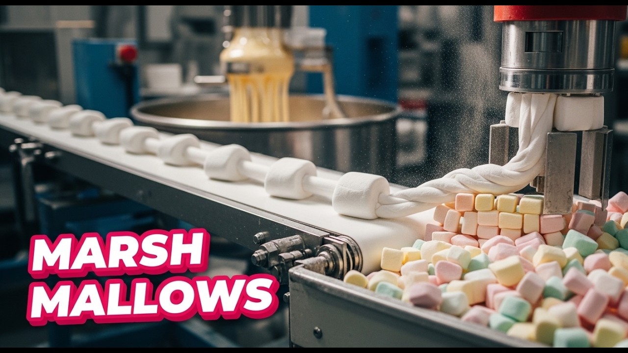 Inside The Factory Making Of Marshmallows #Marshmallow #CandyMaking #SweetFactory #HowItsMade