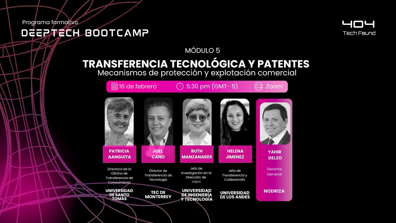 Módulo 5: Transferencia tecnológica y Patente Deeptech Bootcamp | 404 Tech Found