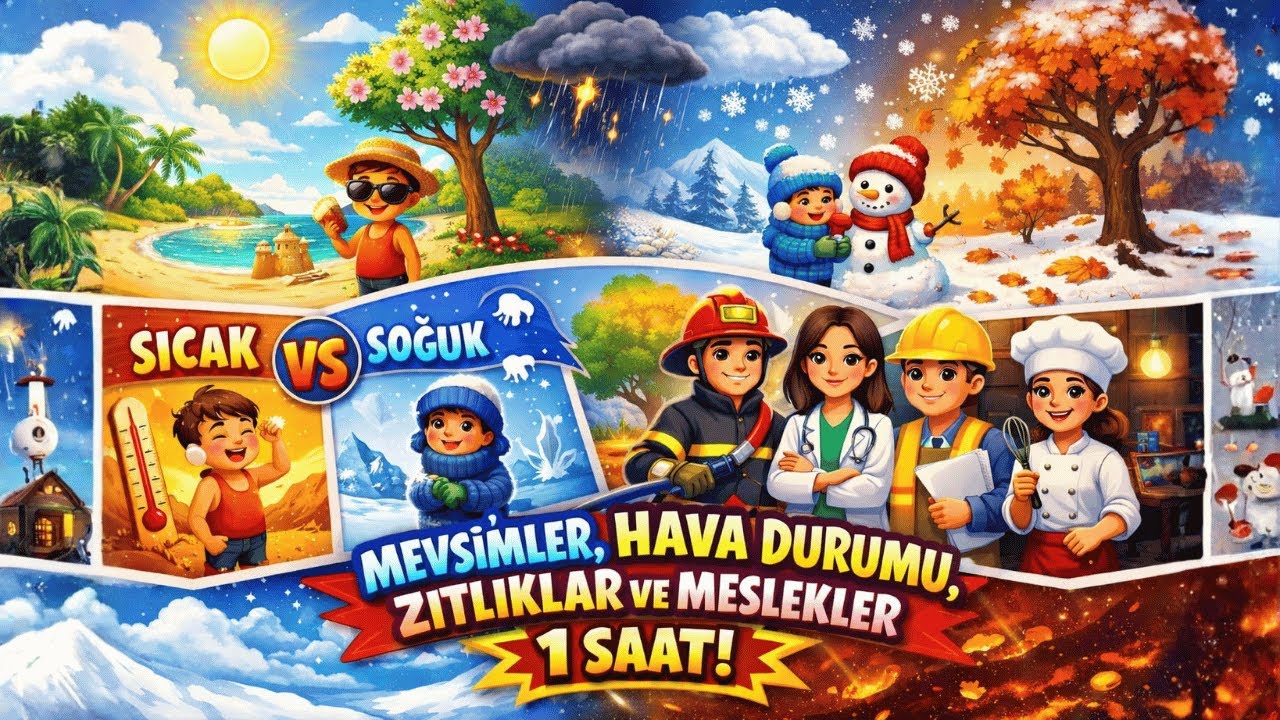 1 Saatlik Eğitici ve Eğlenceli Çocuk Şarkıları | Mevsimler, Hava Durumu, Zıtlıklar ve Meslekler