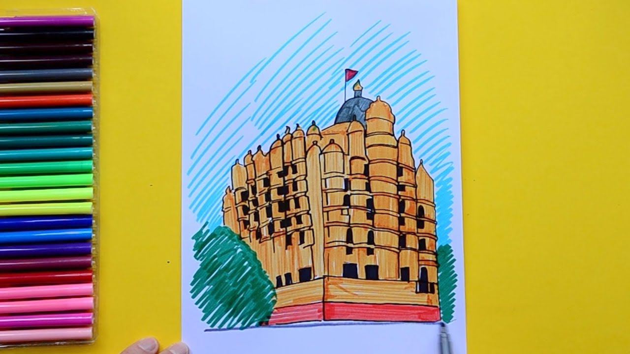 How to draw Siddhivinayak Temple, Mumbai