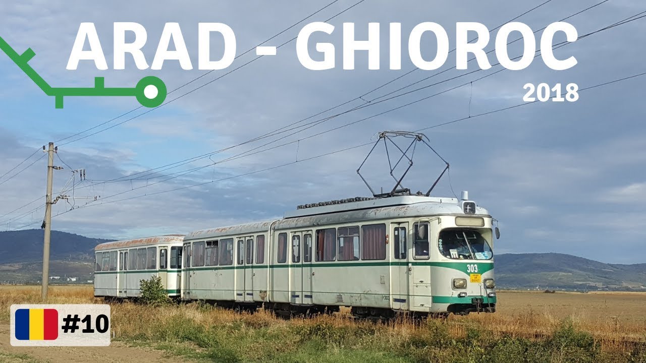 The interurban tram line Arad - Ghioroc: Through the Romanian countryside with Düwag trams (2018)