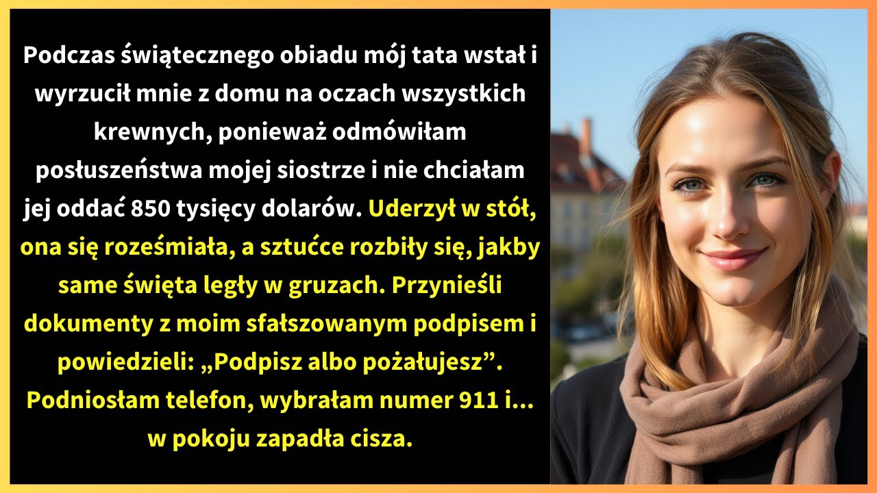 Podczas świątecznego obiadu mój tata wstał i wyrzucił mnie z domu na oczach wszystkich krewnych,