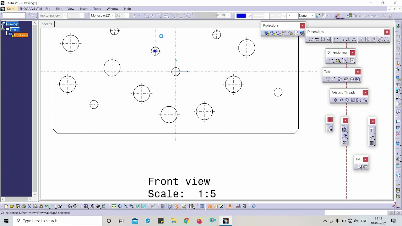 HOW TO PUT HOLE DIMENSION TABLE IN DRAFTING || Catia V5 DRAFTING || DIMENSIONING TOOLBAR