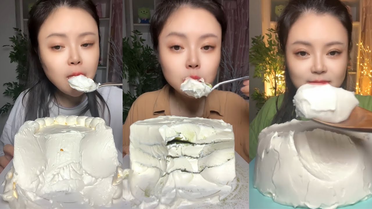 asmr mukbang – soft cream cake eating | fluffy white cake & gentle eating sounds