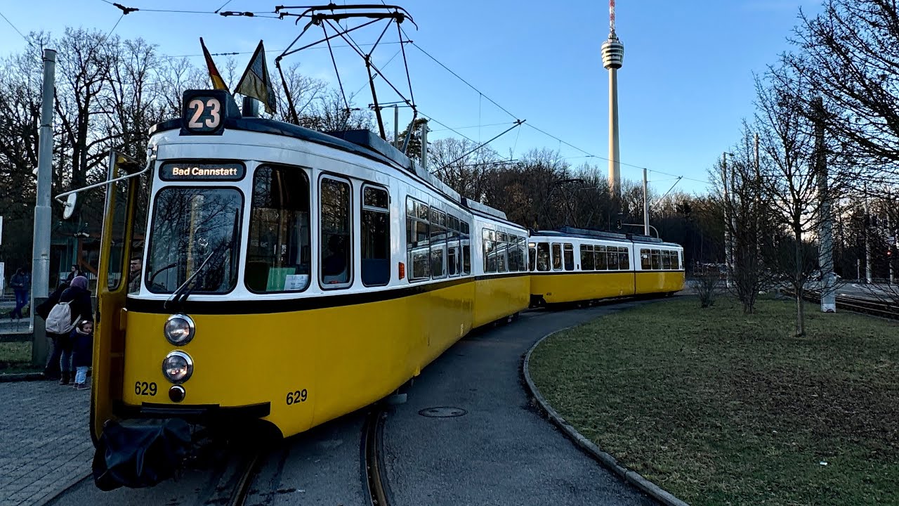 Führerstandsmitfahrt SSB GT4 Milchhof Ri Stuttgart Hauptbahnhof Oldtimer Linie 23 Straßenbahn Museum