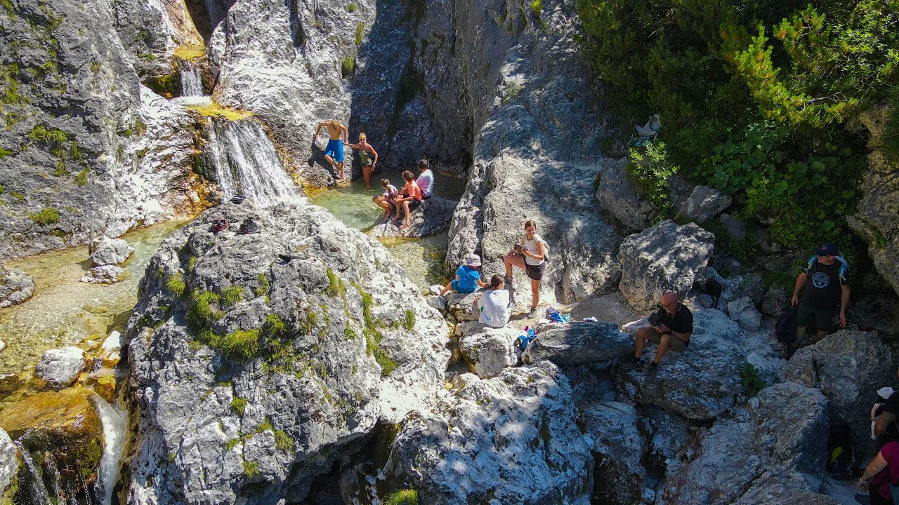 Cascate Schiavaneis - Passo Sella - Dolomiti (by drone 4K)