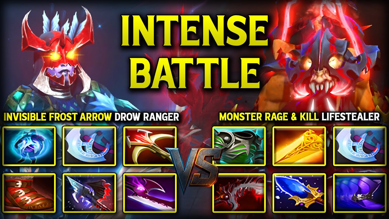 INTENSE BATTLE BETWEEN INVISIBLE FROST ARROW DROW RANGER VS. MONSTER RAGE & KILL LIFESTEALER DOTA 2