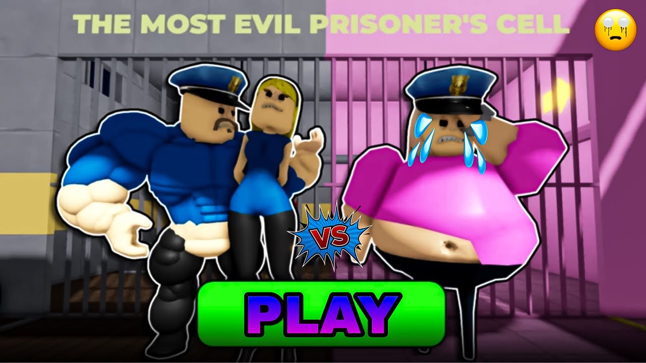 MUSCLE POLICE & WOMAN PRISON RUN! (Obby) SCARY ROBLOX (#roblox)