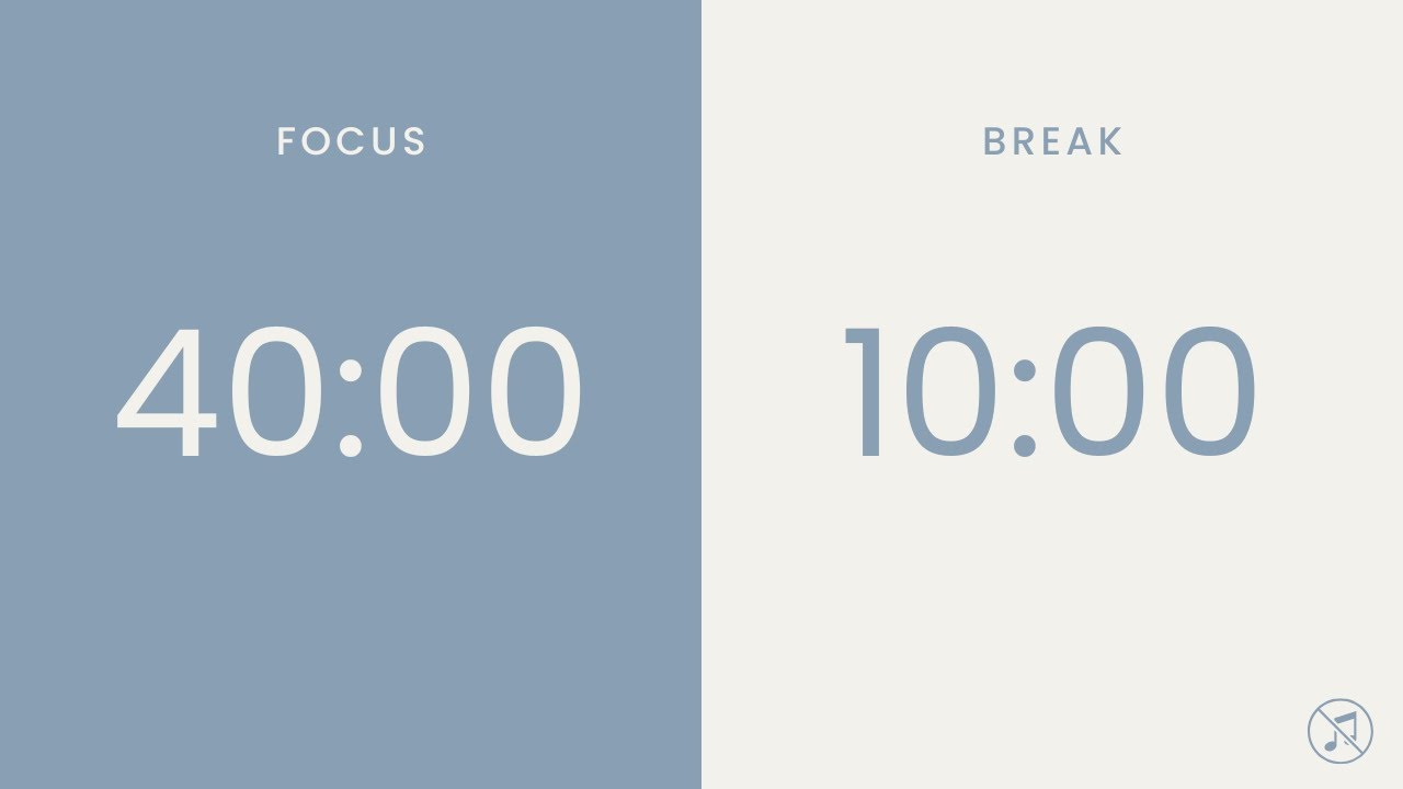 40/10 Pomodoro Timer | 4 x 40 min | Focus | Study | Reflection | Productivity