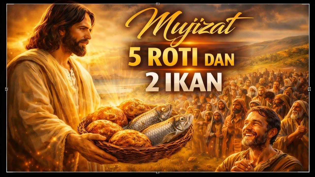 Cerita Alkitab : Mujizat 5 roti 2 ikan. Tuhan Yesus memberi makan 5000 orang