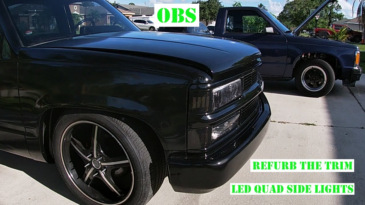 OBS Chevy truck quad corner LED lights & Black Rust-Oleum Automotive Trim & Bumper Matte Spray Paint