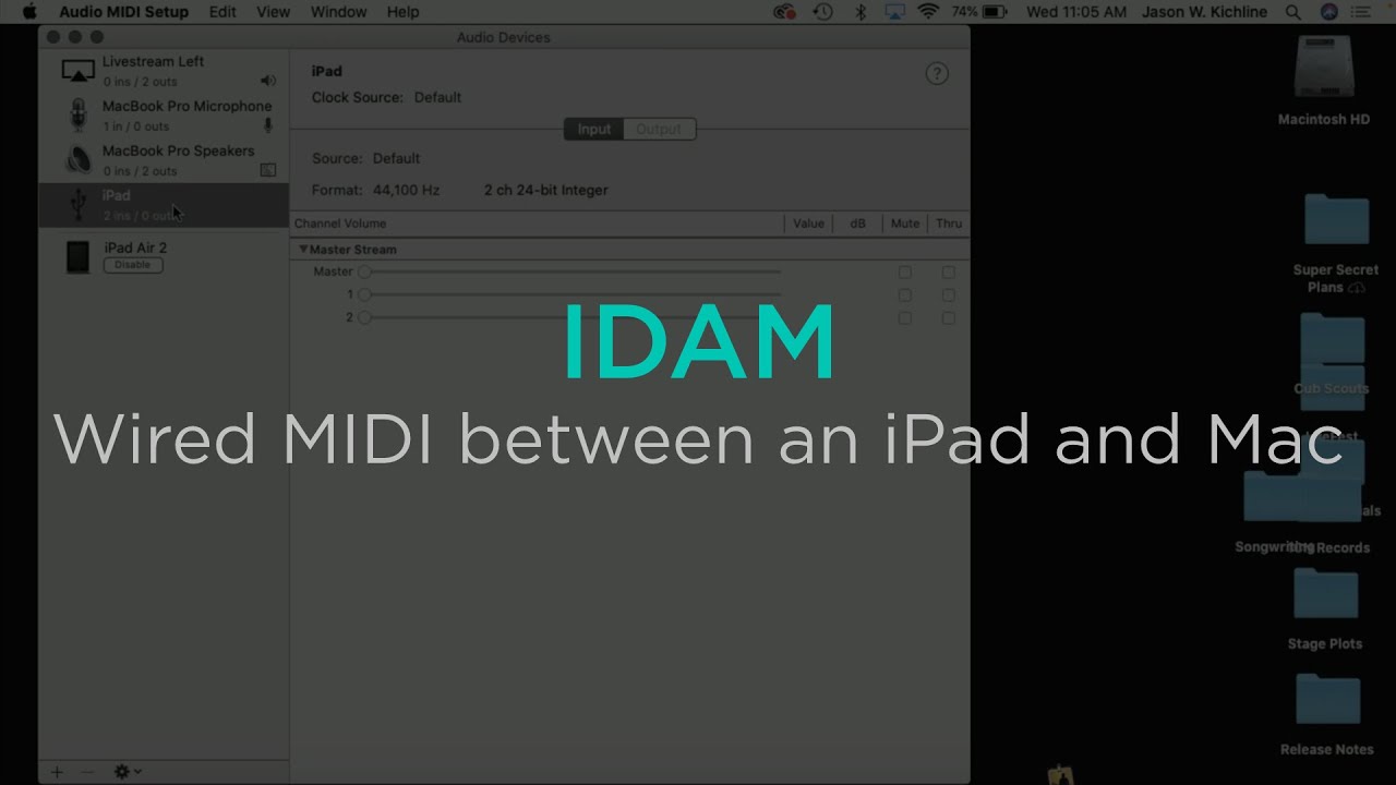 Use Wired MIDI between an iPad and Mac with IDAM