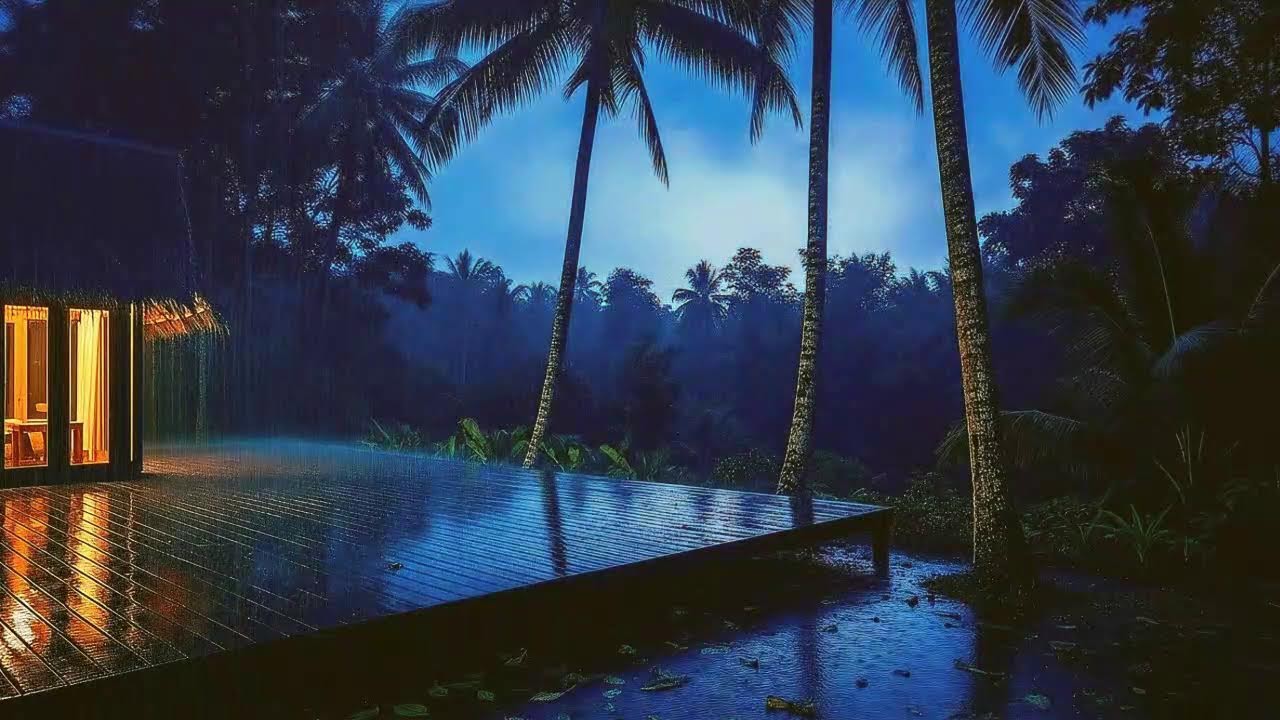 Drift to Sleep with Steady Rainfall and Rolling Rumble at Cabin Terrace 🌧️