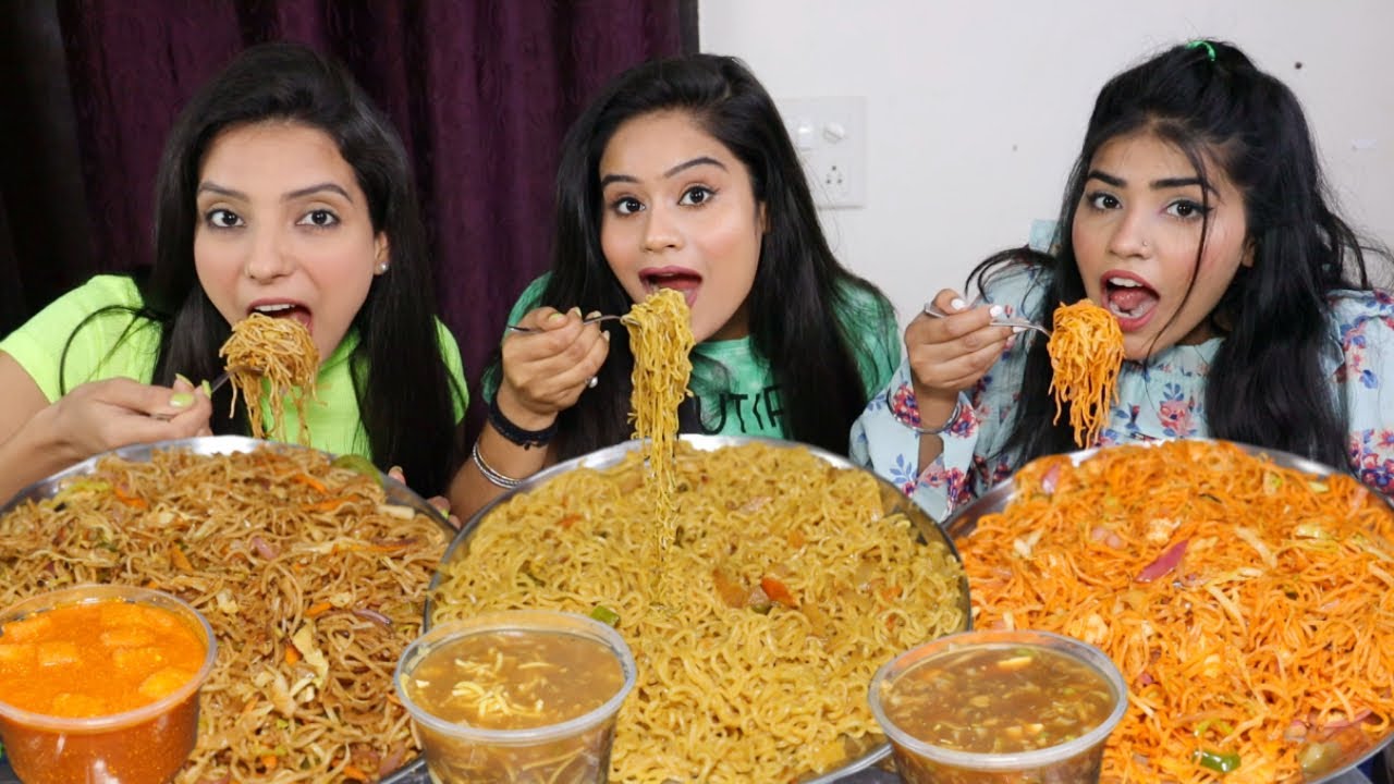 Masala Maggi, Spicy Chow Mein, Paneer Noodles with Tomato Soup Eating Challenge | Food Challenge