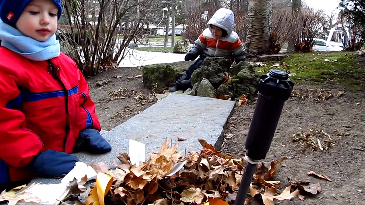 3-Year-Old Boys Playing Make Believe Outside