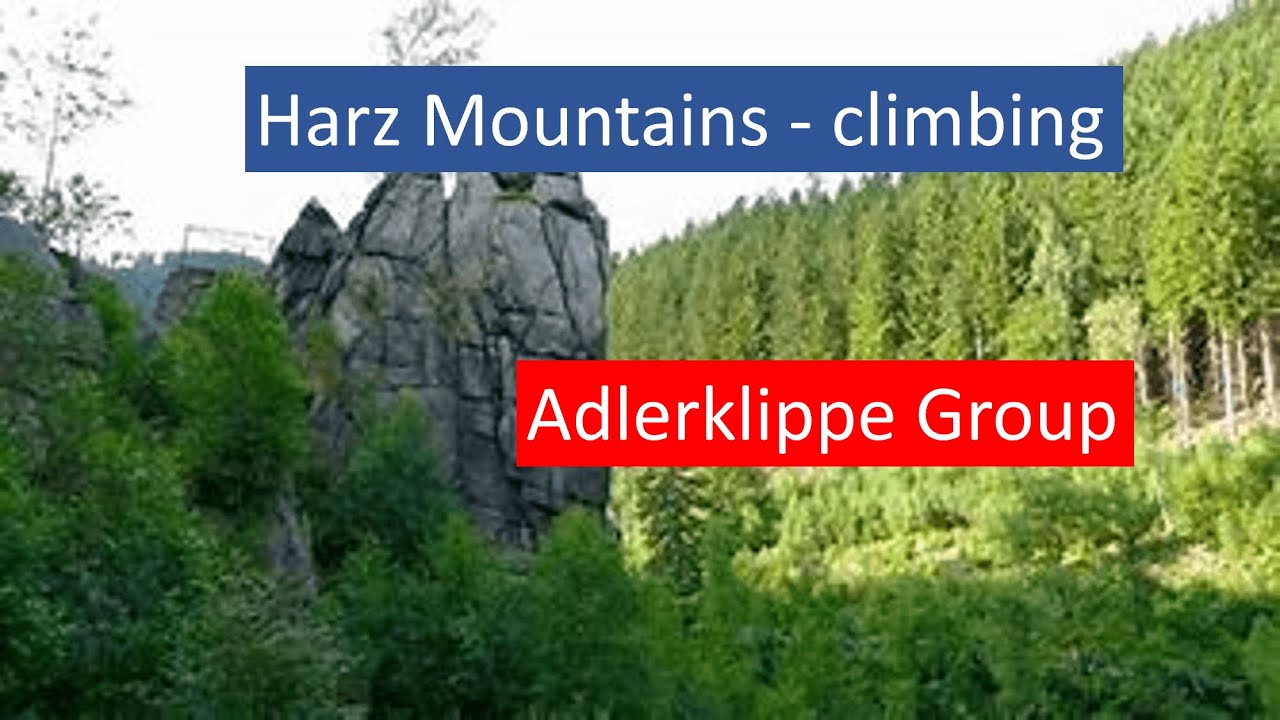 Harz Mountains climbing   Adlerklippengruppe, all climbs such as Schlafender Löwe