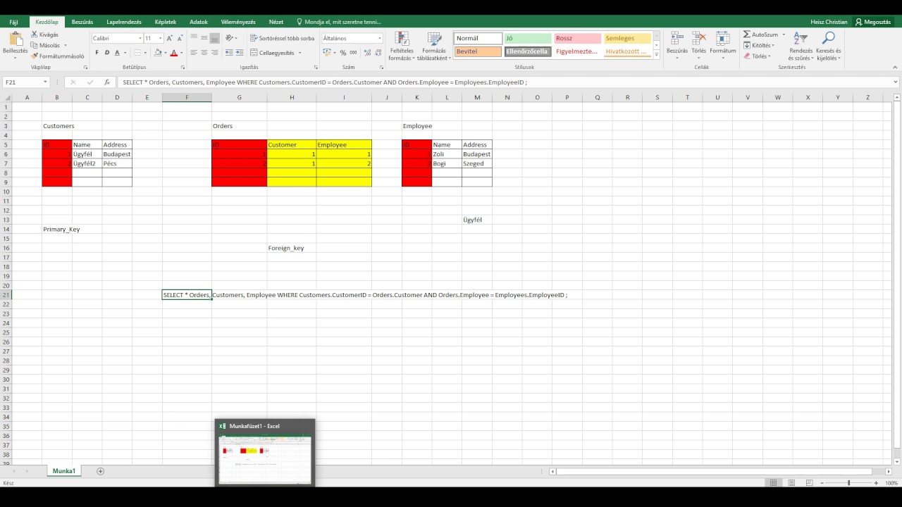 SQL alapismeretek 13. Inner join