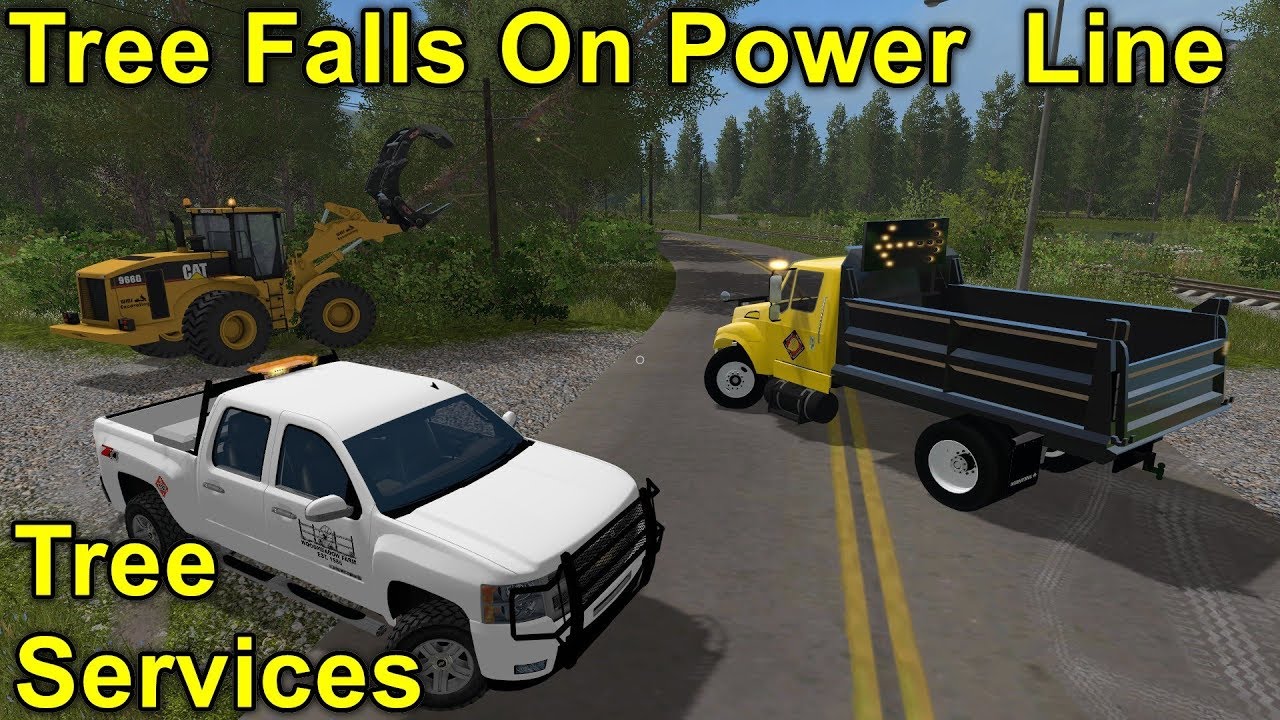 Farming Simulator 17 #16 Public Works Removing Fallen Tree From Power Line After A Nor'easter Storm