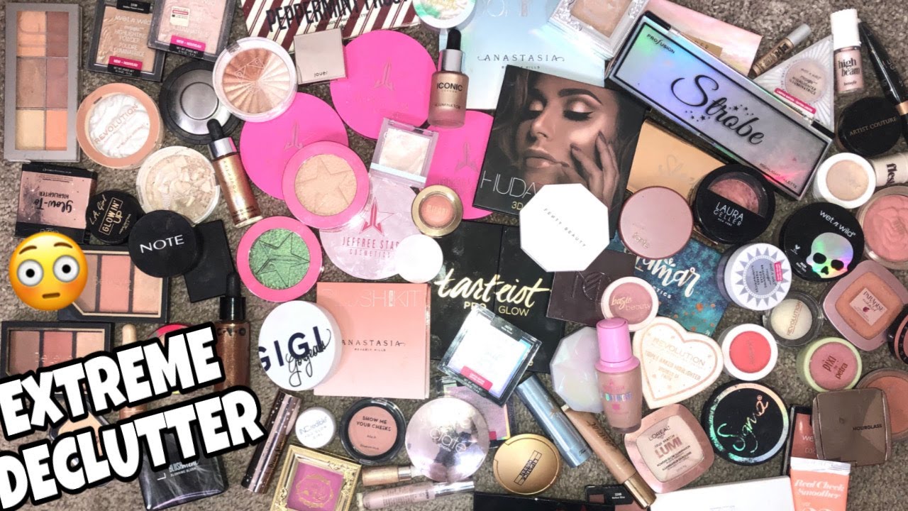 HIGHLIGHTER AND BLUSH DECLUTTER 2020 | Vanessa lopez