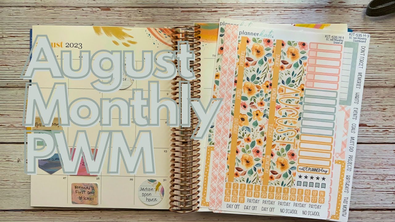 AUGUST MONTHLY PLAN WITH ME | Erin Condren Hourly Planner and PlannerKate Stickers