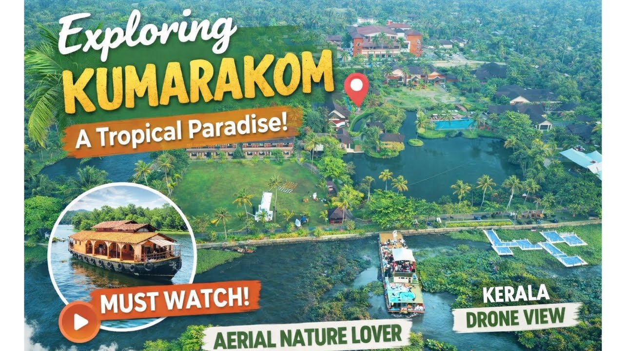 Kumarakom Kerala Drone View | Beautiful Backwaters of Kerala | Nature Aerial View