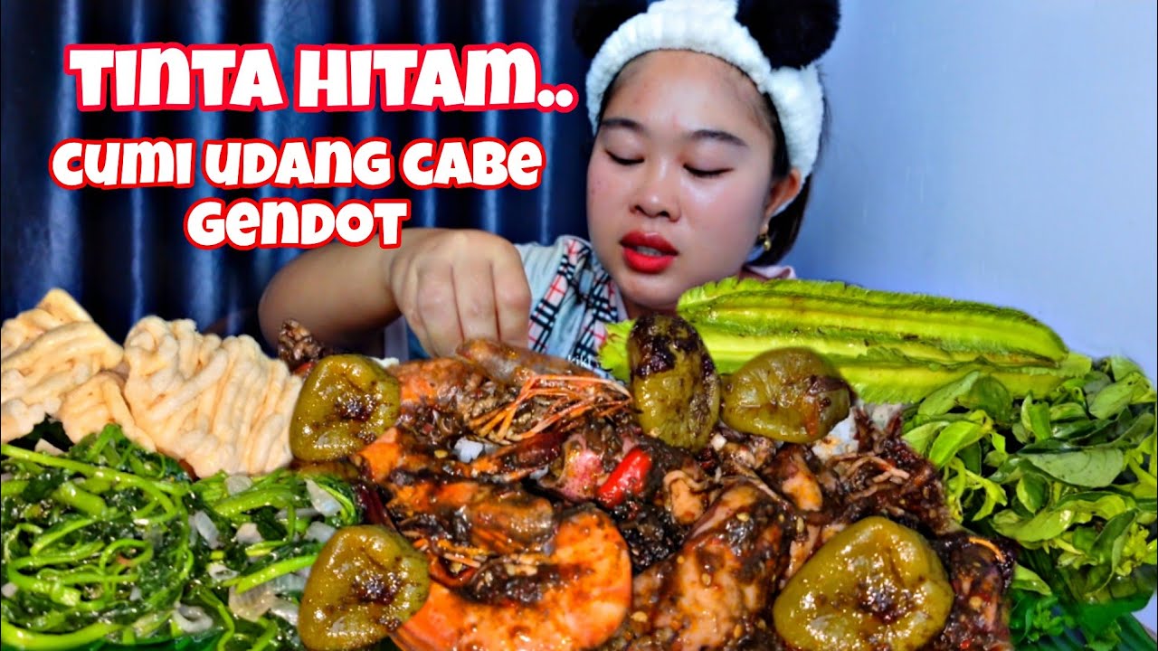 MUKBANG CUMI UDANG CABE GENDOT TINTA HITAM‼️ ENAK BANGET🔥