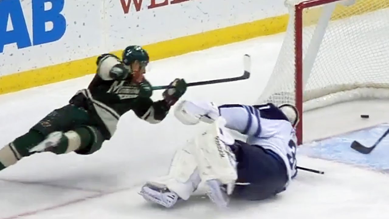 Niederreiter nets backhand as he is falling