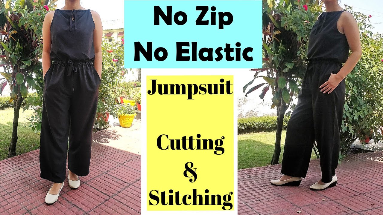 बिना Zip और Elastic के Jumpsuit बनाना सीखें | Jumpsuit Cutting and Stitching | English Subtitles