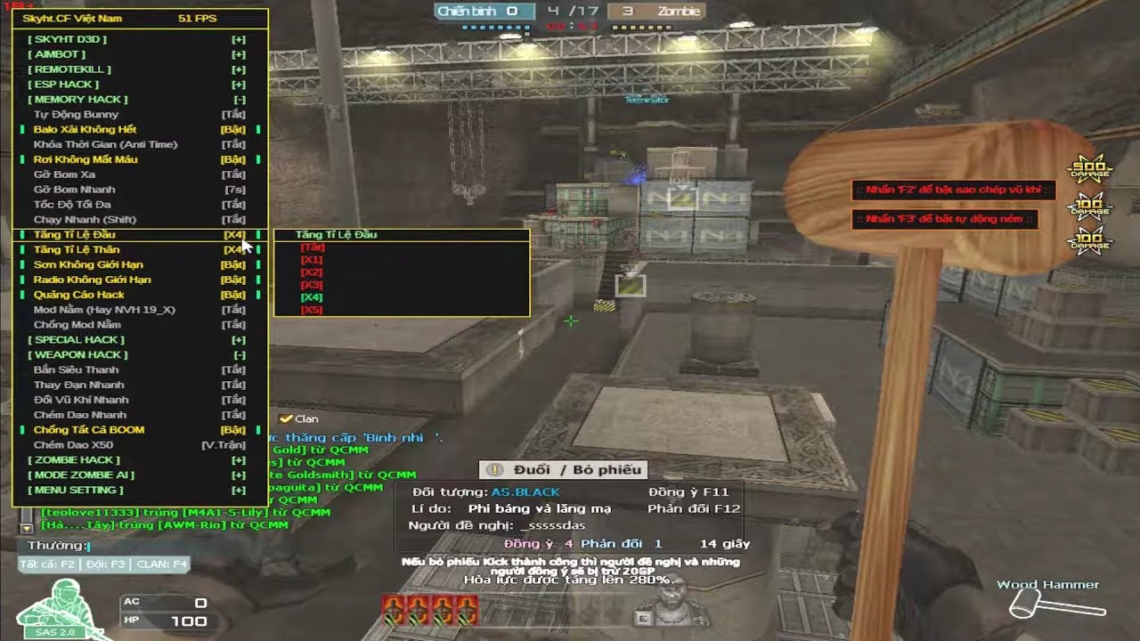 Hack CF - V&aacute;c 9A-91, Gatling Gun Bắn Zombie V4