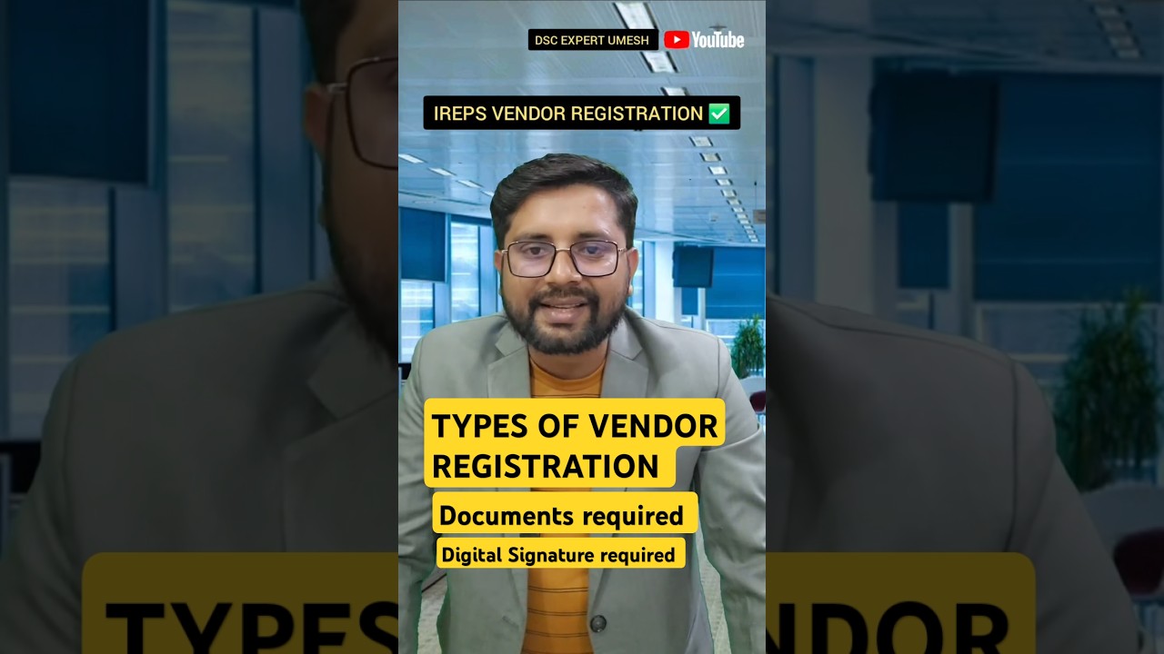 Online IREPS VENDOR REGISTRATION Process  ✅️| Types of registration | DSC and Documents required etc