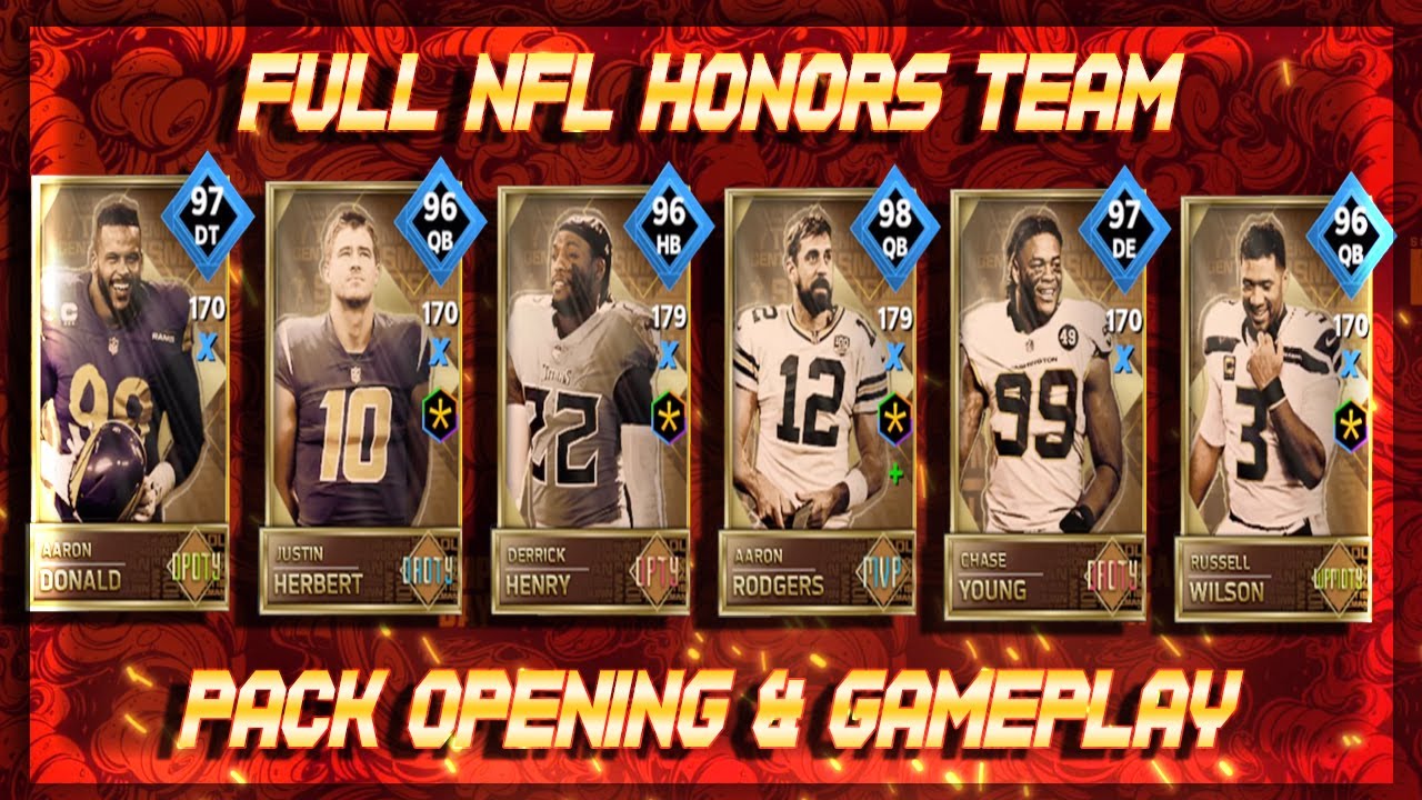 FULL NFL HONORS PLAYERS PACK OPENING & GAMEPLAY!! MADDEN MOBILE 21 NFL HONORS GAMEPLAY!!