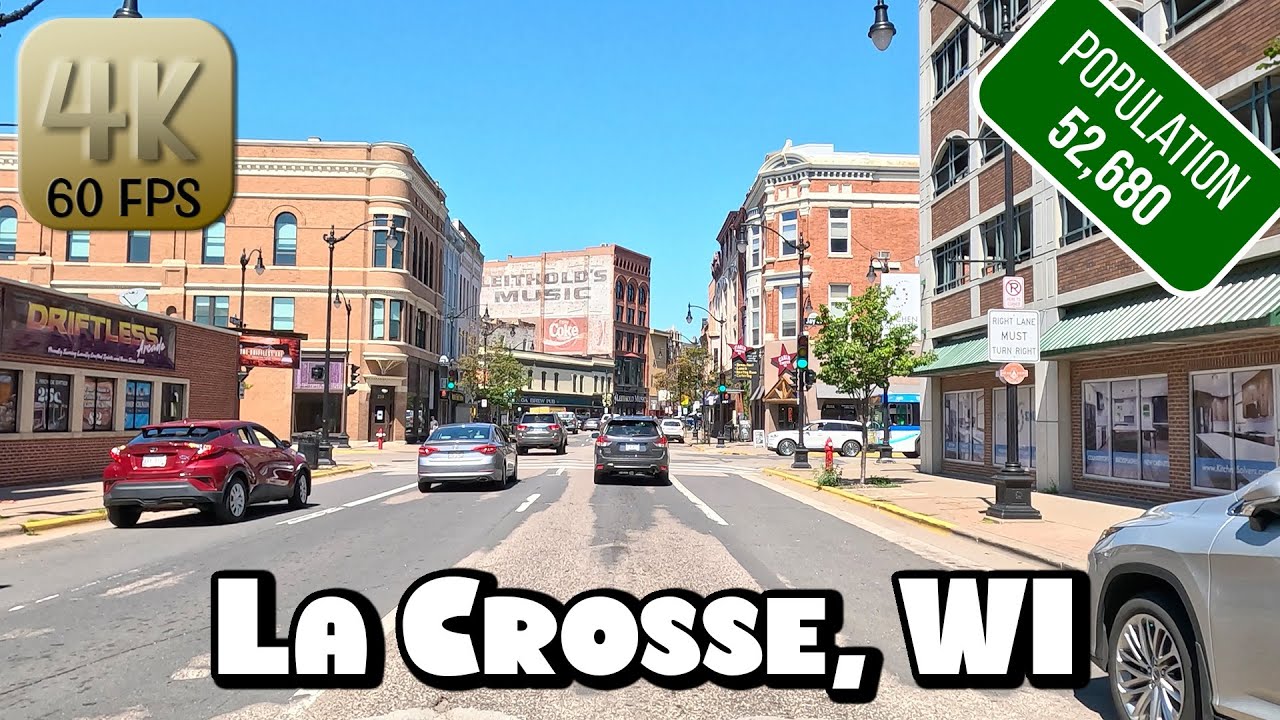 Driving Around Downtown La Crosse, Wisconsin in 4k Video