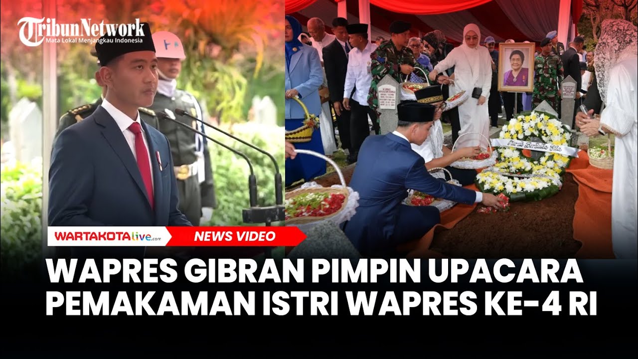 Saat Wapres Gibran Pimpin Upacara Pemakaman Istri Wapres Ke-4 RI Ibu Karlinah Wirahadikusumah